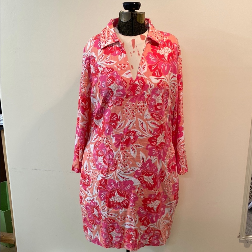Ingrid Olsen Floral Long Sleeve Dress - Pink M